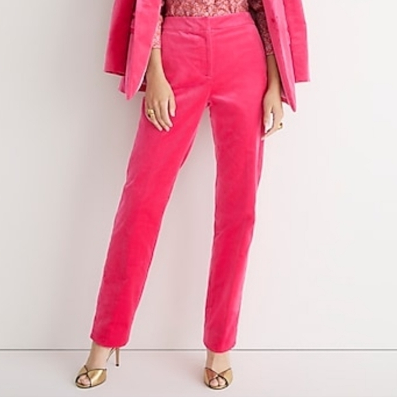 J Crew Full Length Kate Straight Leg Holiday Pants In Stretch Velvet - Picture 1 of 7